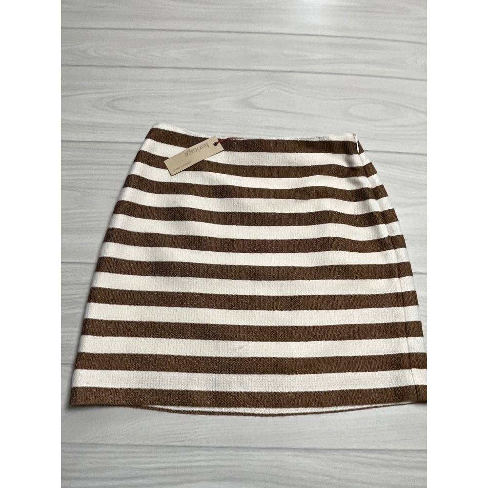 Banana Republic Heritage‎ Mini Skirt Striped Brown White A-Line Casual Size 4